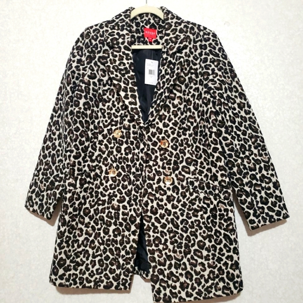 NEW GUESS..stylish Leopard Print Coat..size:M